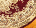 Rugs.com Chateau Collection Rug – 7' Round Red Medium Rug Perfect for Kitchens, Dining Rooms