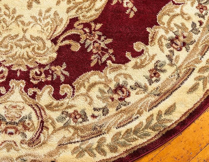 Rugs.com Chateau Collection Rug - 4 Ft Round Red Medium Pile Rug