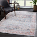 Bloom Rugs Washable Non-Slip 2x3 Rug - Ocean Blue/Brick Traditional Oriental Area Rug for Living Room, Bedroom, Dining Room, and Kitchen - Exact Size: 2' x 3'