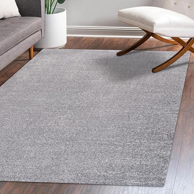 Eyely UES100A-15 Supersoft Haze Solid Low-Pile Indoor Area Rug, Coastal, Bohemian, Minimalist, Classic, Casual for Bedroom,Kitchen,Living Room,Non Shedding,Easy-Washing, Gray, 12 X 15