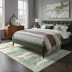 GENIMO 4x6 Rug for Entryway Washable Area Rug, Modern Abstract Small Rugs for Entrance Living Room, Bedroom Beside Rugs, Non-Slip Low Pile Lightweight Soft Carpet, Light Green