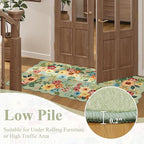 DUKINO 6x9 Area Rug, Floral Washable Rugs for Living Room with Non Slip Backing & Non-Shedding, Lightwight Low Pile Boho Design Large Carpets for Bedroom, Living Room, Dining Room, Green