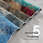 Small Rug with Abstract Pattern for Entryway Short Pile with Non-Slip Backing Throw Rugs, Foldable Kitchen Bathroom Rugs 2x3 FT Grey