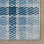 Dash & Albert Andri Plaid Blue Machine Washable Rug, 6 X 9 Feet, Blue/White Plaid Pattern