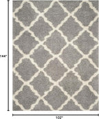 SAFAVIEH Dallas Shag Collection Area Rug - 8'6" x 12', Grey & Ivory, Trellis Design, Non-Shedding & Easy Care, 1.5-inch Thick Ideal for High Traffic Areas in Living Room, Bedroom (SGD257G)