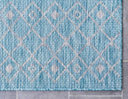 Unique Loom Outdoor Trellis Collection Area Rug - Tribal Trellis (9' x 12' Rectangle, Aqua/ Ivory)