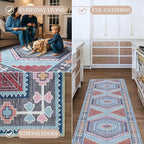 Fame Living Washable Area Rug. Modern Farmhouse. Vintage. Turkish. Bohemian. Distressed. Oriental. Traditional. Rugs for Living Room. Dining. Bedroom. Office. Entryway. Foyer. (856BlM, 7'5" x 9'8")