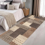 Modern Geometric Patchwork Indoor Runner Rug for Living Room, Beige 2'x 6' Large Rug Rockwood Collection Hardwood Floors Decor for Bedroom, Beige Throw Carpet for Office Entryway Dining Room