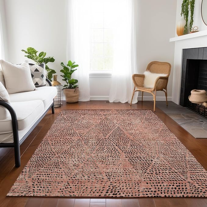 Addison Rugs Chantille ACN591 Salmon 2'6" x 3'10" Indoor Outdoor Area Rug, Easy Clean, Machine Washable, Non Shedding, Bedroom, Living Room, Dining Room, Kitchen, Patio Rug