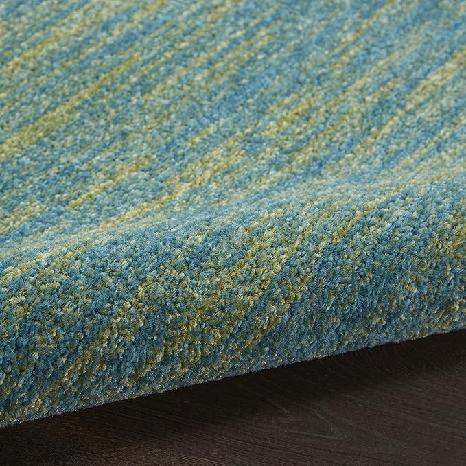 Nourison Home Nourison Essentials Blue Green 2'2" x 18' Area Rug - Easy Clean, Non Shedding, Bed Room, Living Room, Dining Room, Kitchen (18' Runner)