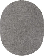 Unique Loom Solid Shag Collection Area Rug (8' x 10' Oval, Cloud Gray)