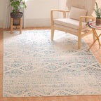 SAFAVIEH Area Rug 4x6 - Tulum Collection - Ivory & Turquoise, Moroccan Boho Tribal Design, Non-Shedding & Easy to Clean, Ideal for Living Room, Bedroom, Dining Space (TUL272E)