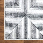 Bloom Rugs Caria Washable Non-Slip 4x6 Rug - Ivory/Black Striped Area Rug for Living Room, Bedroom, Dining Room, and Kitchen - Exact Size: 4' x 6'
