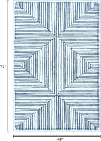 Bloom Rugs Washable Non-Slip 4' x 6' Rug - Blue/Ivory Striped Area Rug for Living Room, Bedroom, Dining Room, and Kitchen - Exact Size: 4' x 6'