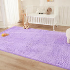 Andency Purple Soft Area Rugs for Living Room Bedroom, 4x6 Fluffy Shaggy Bedside Rug, Non-Slip Large Shag Fuzzy Plush Carpets for Bedroom Kids Dorm Nursery Home Decor Aesthetic
