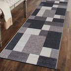 Rugshop Modern Boxes Design Non-Slip (Non-Skid) Carpet for Kitchen, Hallway,Entryway Runner Rug 2'7" x 6' Gray