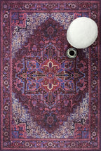 Fame Rugs Turkish Rug. Washable Vintage Oriental Antique Inspired Traditional Doormat Small Modern Area Rugs Luxury Entryway Entry Bedroom Bathroom Kitchen (398RR, 2'5 x 13'1)