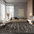 Area Rug Non Slip Machine Washable Ultra Soft Living Room/Bedroom/Kitchen/Outdoor/Classroom Black Gold, 10'×14'