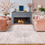 Washale Modern 7x9 Area Rugs for Bedroom, Pink and Grey Rug for Dinning Room Under Table,Living Room, Non Slip Low Pile Thin Floor Carpet