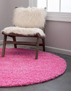Unique Loom Solid Shag Collection Area Rug (6' 1" Round, Taffy Pink)