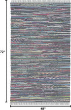 SAFAVIEH Rag Rug Collection Accent Rug - 4' x 6', Aqua & Multi, Handmade Boho Stripe Cotton, Ideal for High Traffic Areas in Entryway, Living Room, Bedroom (RAR121K)