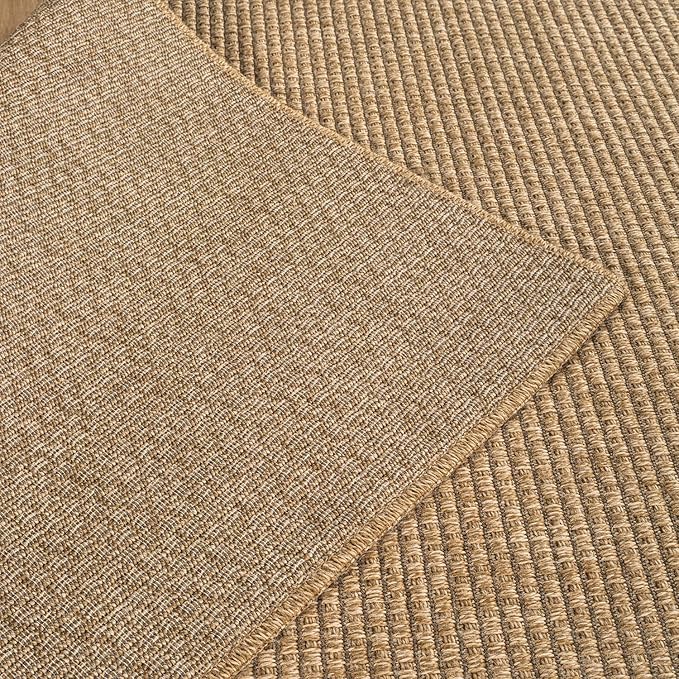 CAMILSON Easy Jute Rug 8x10, Indoor Outdoor Natural Color Farmhouse Area Rugs for Living Room Patio and Kitchen Rug, Solid Boho Woven Design, Easy-Cleaning, Washable Outside Carpet Alfombras (8 x 10)