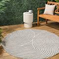 JONATHAN Y Hallie High-Low Curve Gray/Ivory 7' Round Indoor/Outdoor Area Rug, Minimalist, Pet Friendly, Non-Shedding, Stain Resistant, Hose-Washable for Backyard, Patio, Porch (SCN100A-7R)