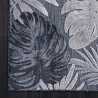 CAMILSON Indoor Outdoor Rug, Navy Blue 6’x9’ Leaf Tropical Botanical Area Rugs for Indoor and Outdoor patios, Easy-Cleaning Non-Shedding Living Room, Garden and Kitchen Washable Outside Carpet (6x9)