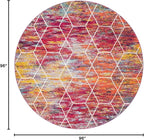 Unique Loom Trellis Frieze Collection Area Rug - Geometric (8' Round, Multi/ Ivory)