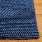 SAFAVIEH Natura Collection Runner Rug - 2'3" x 10', Navy & Blue, Handmade Wool Blend, Textured Design, Ideal for Hallway, Bedroom, Foyer (NAT620M)