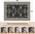 9x12 Rugs for Bedroom, Vintage Washable Rugs Non Slip Large Area Rug for Living Room Dining Room Office, Floor Decoration Big Rug Carpet Low-Pile Kid & Pet Friendly(Blcak Navy Multi