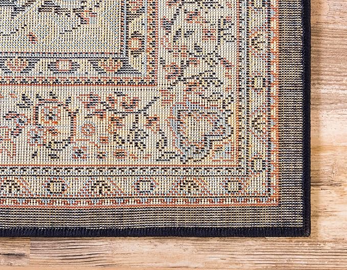 Unique Loom Reza Collection Traditional Persian Style Area Rug, 9 x 12 ft, Navy Blue/Ivory