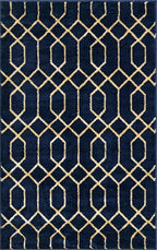 Unique Loom Glam Collection Area Rug - Trellis (3' 3" x 5' 3" Rectangle, Navy Blue Gold/ Gold)