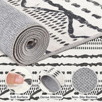 Nakagishi Black Rug Living Room Rugs: 10x14 Machine Washable Boho Large Neutral Modern Soft Moroccan Stain Resistant Indoor Floor Non Slip Accent Carpet for Bedroom Nursery Kids Playroom Office