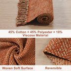 Collive Washable Area Rug 3' x 5', Modern Woven Kitchen Rugs, Terracotta Braided Cotton Rug Indoor Door Mat Throw Carpet for Entryway Living Room Nursery Laundry Room