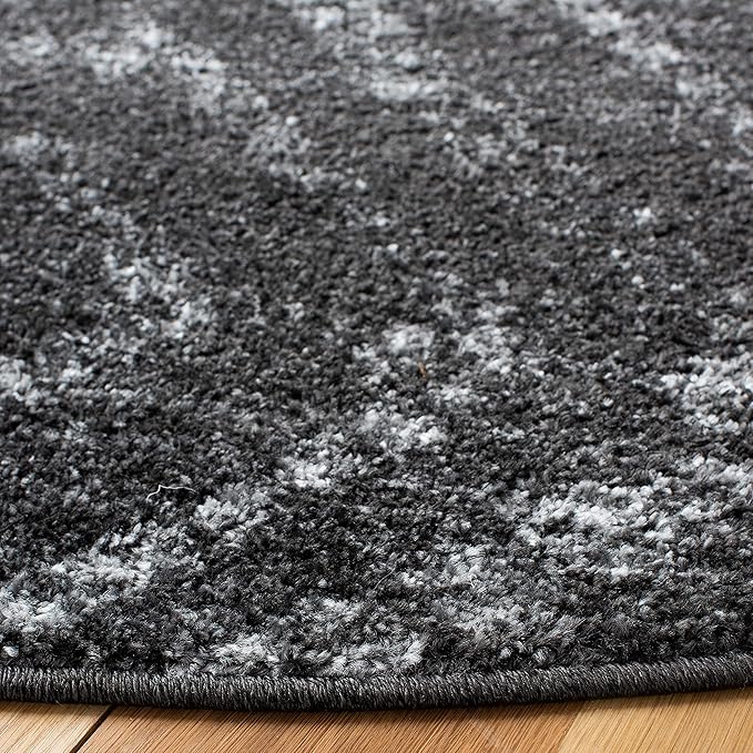 SAFAVIEH Adirondack Collection 6' Round Dark Grey/Grey ADR131F Modern Diamond Distressed Non-Shedding Living Room Dining Bedroom Foyer Area Rug