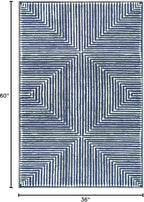 Bloom Rugs Washable Non-Slip 3' x 5' Rug - Blue Striped Area Rug for Living Room, Bedroom, Dining Room, and Kitchen - Exact Size: 3' x 5'