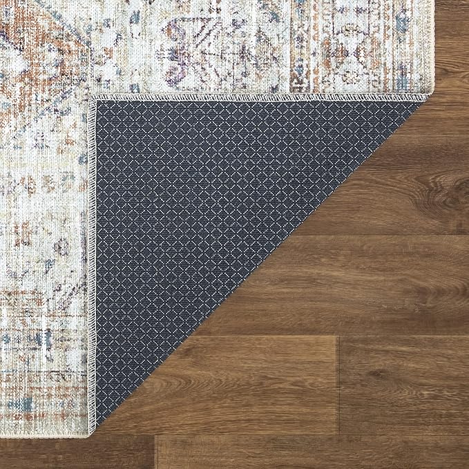 Bloom Rugs Washable Non-Slip 10 ft Runner - Peach/Beige Traditional Runner for Entryway, Hallway, Bathroom, and Kitchen - Exact Size: 2.5' x 10'