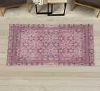 Ambesonne Vintage Decorative Rug, Nostalgic Retro Floral Petals Pastel Look Damask Check Victorian Motif, Quality Carpet for Bedroom Dorm and Living Room, 2' 2" x 3' 7", Dark Mauve and Pink