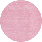 Unique Loom Trellis Frieze Collection Area Rug - Geometric (8' Round, Light Pink/ Ivory)