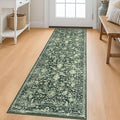 KILOCOCO Hallway Runner 2x6 Rug Runner Printed Vintage Floral Washable Kitchen Runners Non-Slip Rubber Backed Runners for Hallways Laundry Room Distressed Boho Rugs for Entryway Bedroom, Green