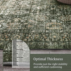 Morebes Vintage Large Rugs for Living Room, Washable 8x10 Area Rugs Non Slip,Soft Dark Green Rug for Bedroom,Distressed Non-Shedding Throw Rug for Entryway Kitchen Foyer Playroom