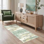 GENIMO Runner Rug Non Slip 2'6"x6', Washable Rug Runner for Hallways Kitchen, Abstract Modern Kitchen Rugs, Low Pile Lightweight Carpet Runners for Entryway, Bedroom, Laundry, Light Green