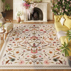 Vintage Medallion Floral Area Rugs 8x10 Clearance, Machine Washable Non-Slip, Low Pile Soft Large Carpet for Living Room, Bedroom, Dining Room, Farmhouse, Kids Playroom, Office | Beige