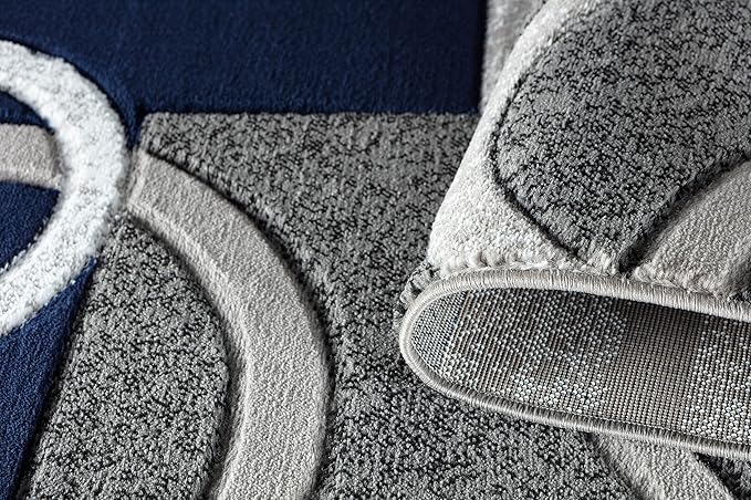 GLORY RUGS Area Rug Modern Soft Hand Carved Contemporary Floor Carpet with Premium Fluffy Texture for Indoor Living Dining Room and Bedroom Area (8x10, Navy)