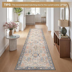 Bavni Area Rug 3x5, Non-Slip Washable Rugs for Living Room Office, Boho Distressed Printed Rug, Low Pile Foldable Decorative Carpet for Bedroom Kitchen Office, Teal/Multi