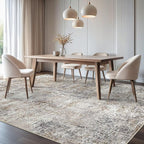 Area Rug Living Room Rugs - 9x12 Washable Large Soft Indoor Neutral Modern Abstract Low Pile Rug Carpet for Bedroom Dining Room Farmhouse Home Office - Brown/Grey/Black