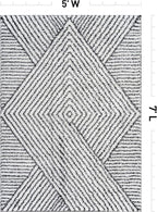 Rugshop Geometric Diamond Stripe Shag Area Rug White 5' x 7' Great for Bedrooms, Living Rooms, or Under Coffee Tables