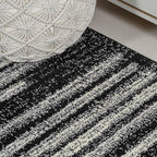 JONATHAN Y Khalil Modern Berber Stripe Black/Cream Runner Rug, 2x8, Contemporary, Bohemian, Easy-Cleaning for Living Room, Bedroom, Kitchen, Pet Friendly, Non-Shedding (MOH207F-28)