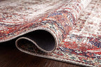 Loloi Layla Collection LAY-12 Ivory/Brick 2'-6" x 9'-6" .13" Thick Runner Rug, Soft, Durable, Vintage Inspired, Distressed, Low Pile, Non-Shedding, Easy Clean, Printed, Living Room Rug